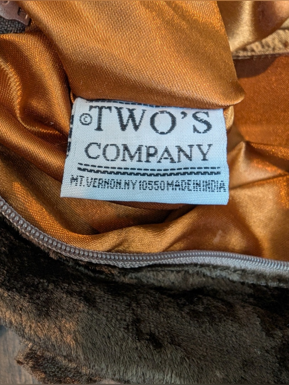 Two’s Company Women’s Purse and Matching Scarf Velvet Satin Brown Neutral Floral - Picture 9 of 15